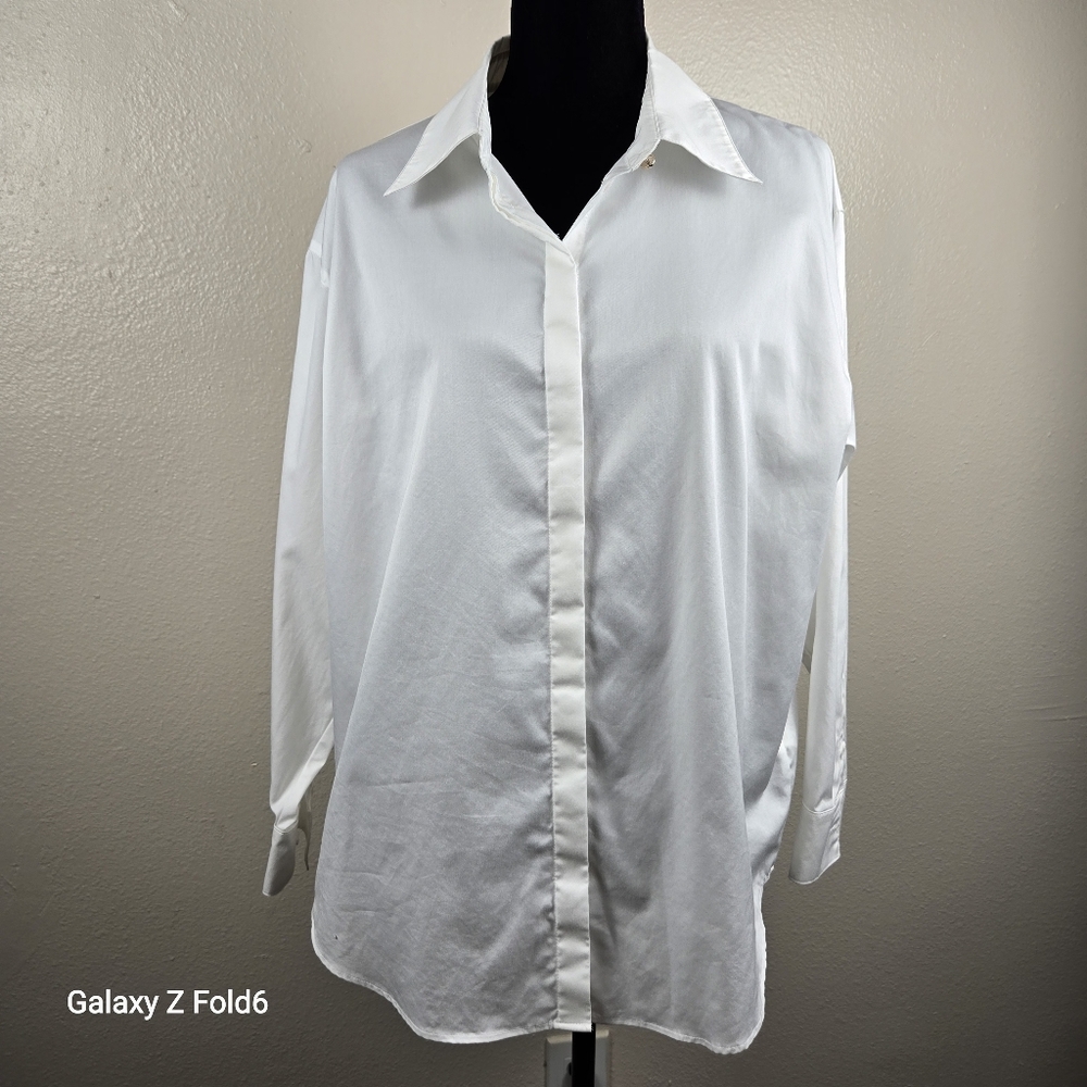 Autograph White Cotton Button Down Shirt Long Sleeve Women’s 14